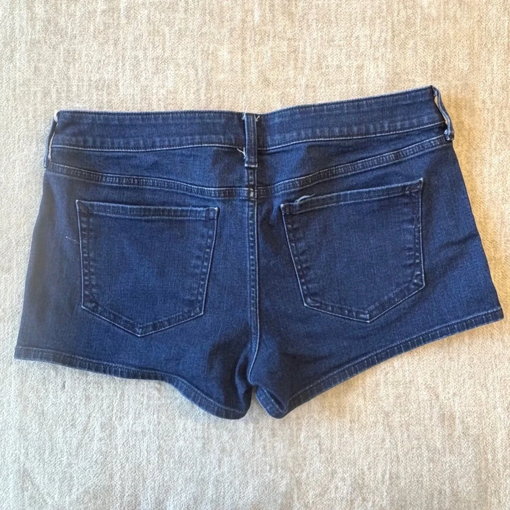 Express Denim Shorts Womens 6 Blue Rainbow Stripe Relaxed Low Rise Shortie Indie